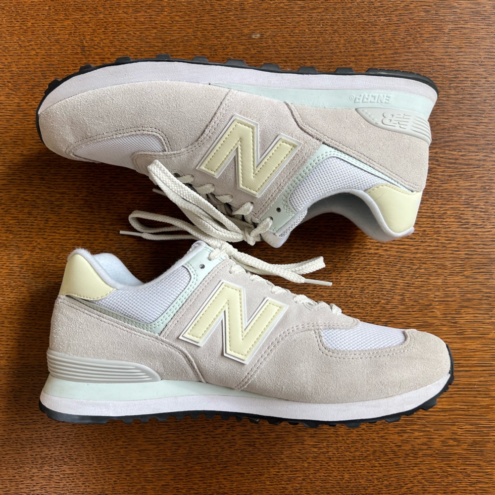 Women’s New Balance 574 Sneakers (white with accents) - Size 12